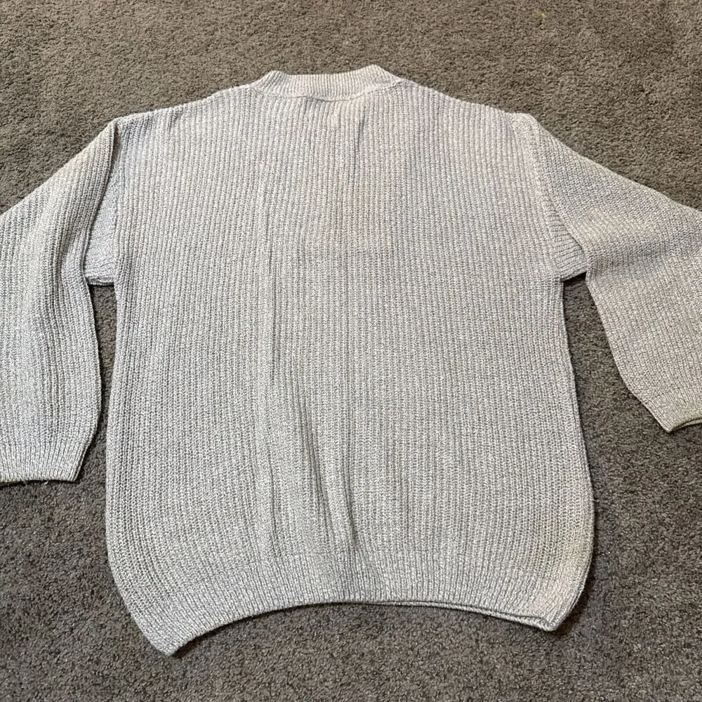 Vintage Old Glory‎ Mens Quarter Zip Pullover L Sweater 100% Cotton Chunky Knit